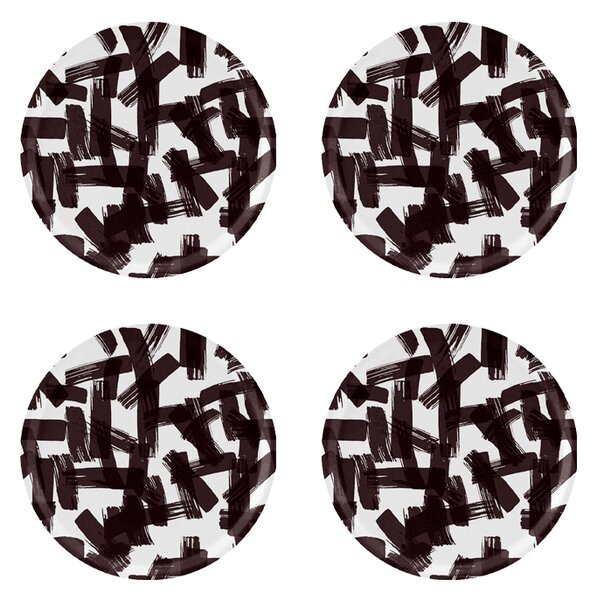 Åry Home Kryss coaster Ø11 cm 4-pack Black-white