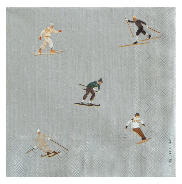 Fine Little Day Skiers napkin 25 pack Grey