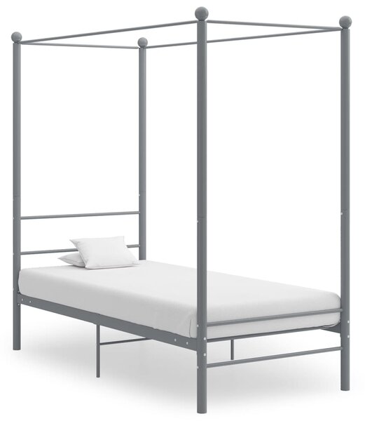 Canopy Bed Frame Grey Metal 90x200 cm