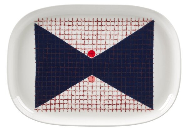 Marimekko Tomina serving plate 25,5x36 cm White-dark blue