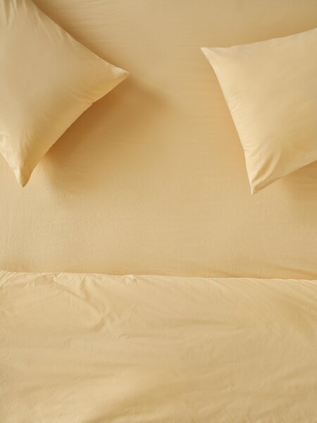 Butter Yellow Washed Cotton Percale Fitted Sheet | Double | Piglet in Bed