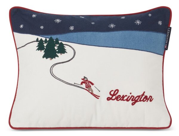 Lexington Skier Organic Cotton Twill cushion 30x40 cm White-dark blue multi