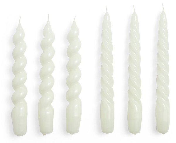 HAY Candle Small Twist/Spiral candle mix 6-pack Off-white