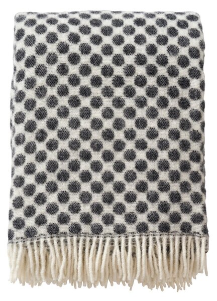 Klippan Yllefabrik Gotland dots wool throw 130x200 cm White-black