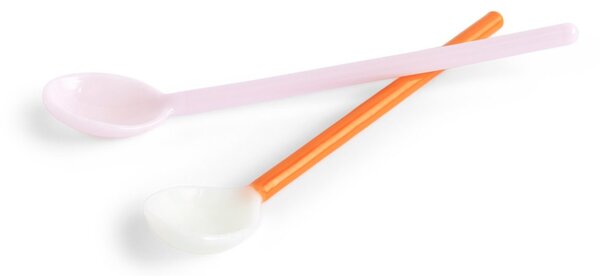 HAY Duo glass spoons 2-pack Light pink-bright orange