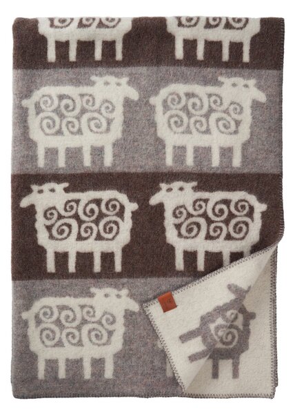 Klippan Yllefabrik Sheep stripe throw 130x180 cm Brown-grey