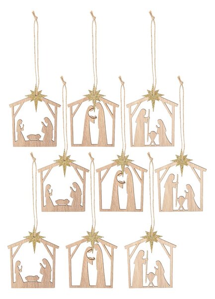 Bloomingville Jonan Christmas tree decorations wood 9 pieces Nativity scene