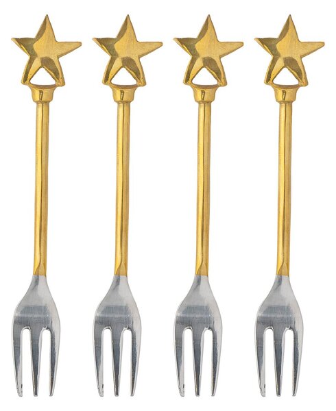 Bloomingville Georgette dessert fork 4-pack Brass-stainless steel