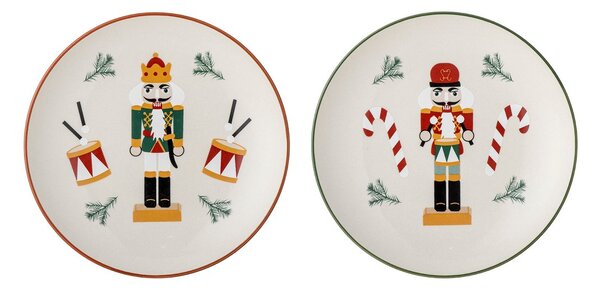 Bloomingville Jolly side plate Ø16 cm 2 pieces White-red