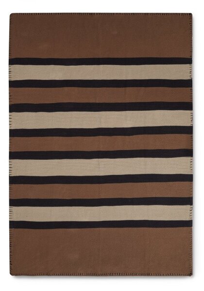 Lexington Striped Knitted Cotton throw 130x170 cm Brown-beige-dark gray