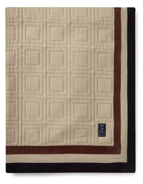 Lexington Graphic Quilted Organic Cotton bedspread 240x260 cm Light beige-brown-dark grey