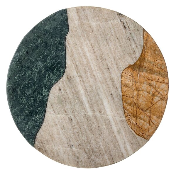 Bloomingville Adelaide cutting board Ø25 cm Green-white-yellow marble