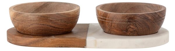 Bloomingville Izak salt & pepper cellar set Marble-acacia