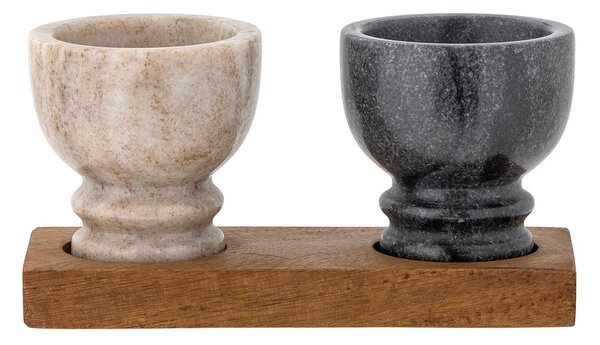 Bloomingville Inesa salt & pepper cellar set Marble-Mango wood