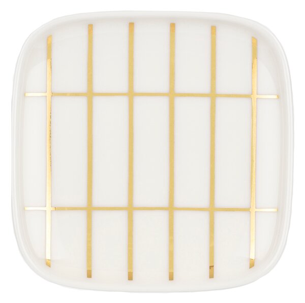 Marimekko Tiiliskivi plate 10x10 cm White-gold