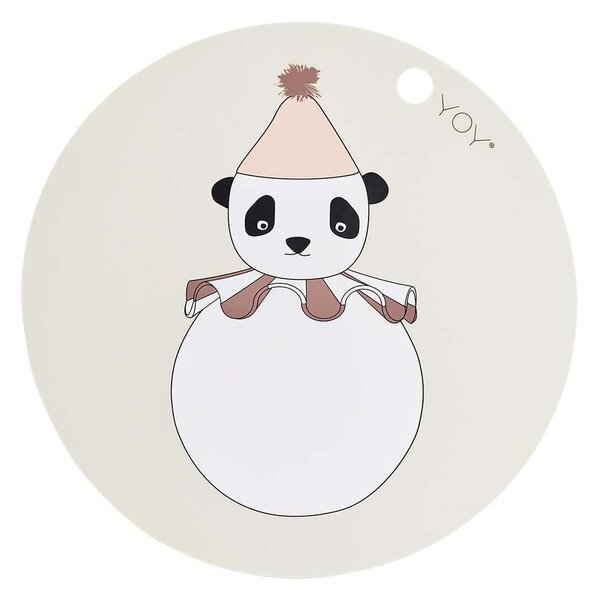 OYOY Panda Pompom placemat Ø39 cm Off-white