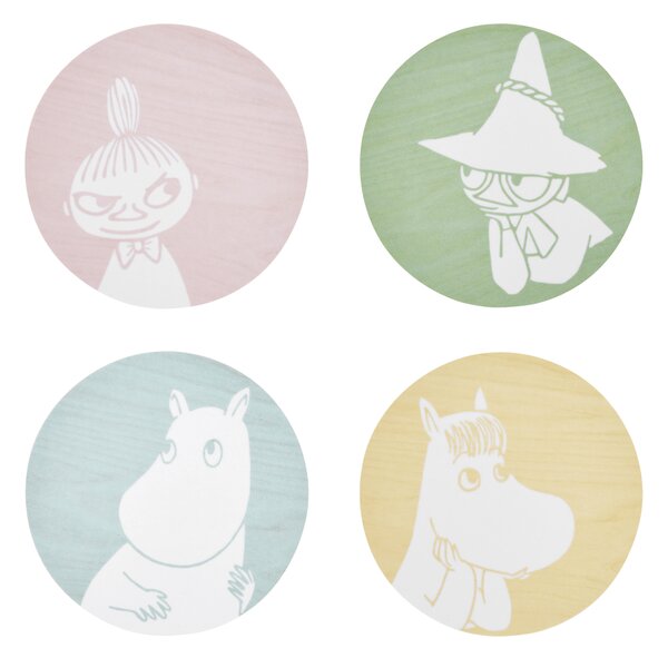 Muurla Moomin glass coaster Ø10 cm 4 parts Moomin characters