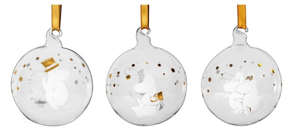 Muurla Moomin Christmas bauble Ø7 cm 3 parts Sparkling stars