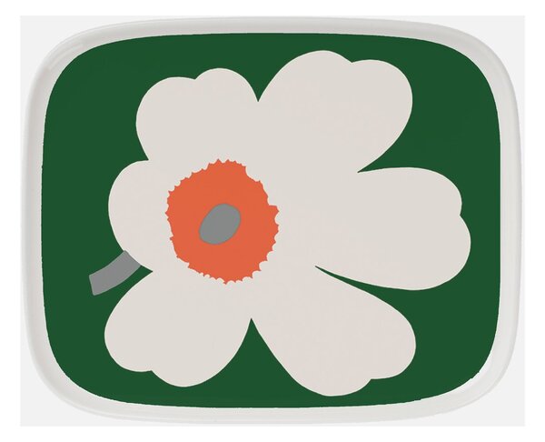 Marimekko Unikko 60 year anniversary plate 12x15 cm White-green-orange