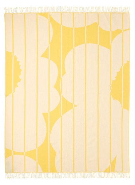 Marimekko Vesi Unikko wool throw 140x180 cm Spring yellow-ecru