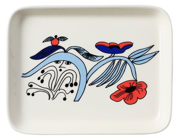 Arabia Puutarhurit plate 15x19 cm Blue-white-red