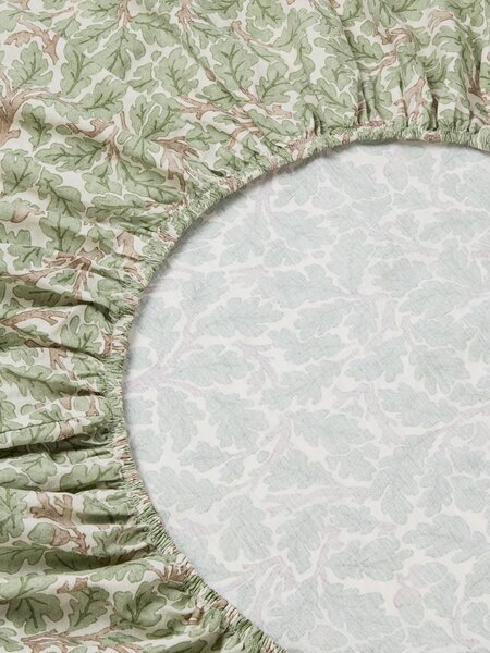 Leafy Arbour Oak Kids Cotton Fitted Sheet | Cot Size | Piglet in Bed