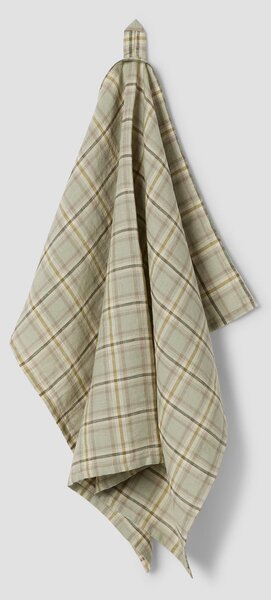 Laurel Green Check 100% Linen Tea Towel | Default | Piglet in Bed