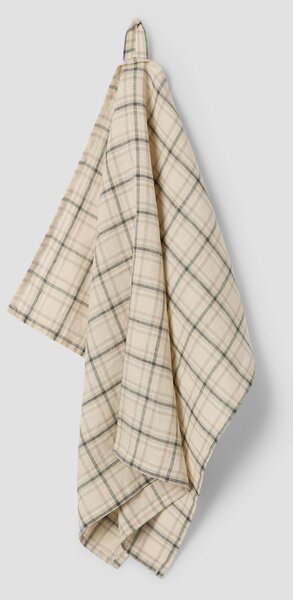 Natural Check 100% Linen Tea Towel | Default | Piglet in Bed
