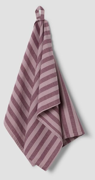 Plum Wine Pembroke Stripe Linen Blend Tea Towel | Default | Piglet in Bed