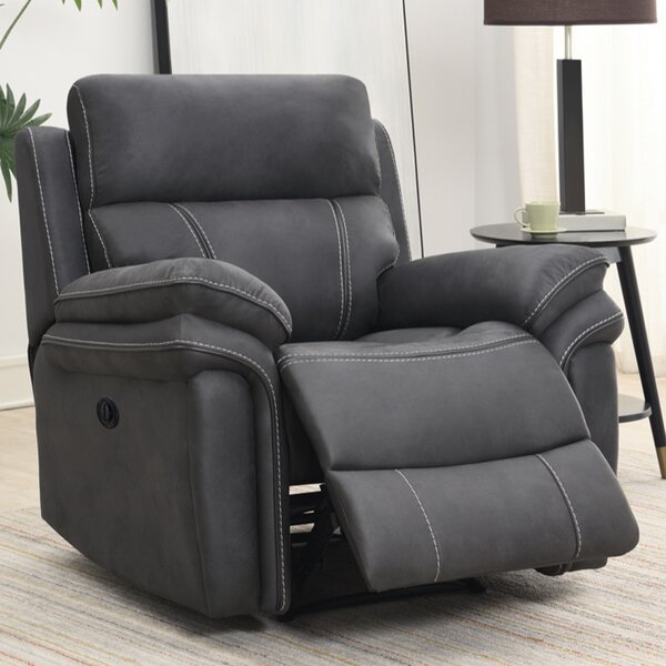 Rasalas Fabric Electric Recliner 1 Seater Sofa - Charcoal