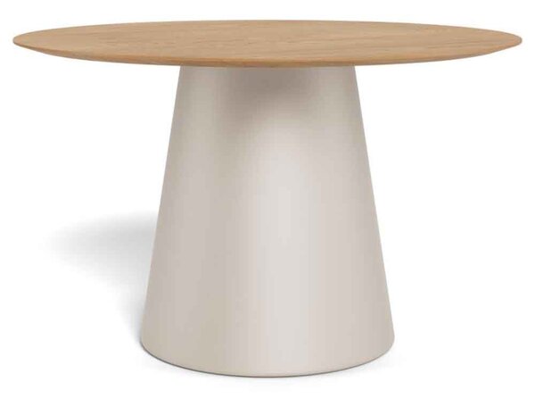 Salvo Wooden Round Dining Tables With Steel Base - Grey