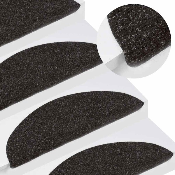 Stair Mats Self-adhesive 15 pcs 56x17x3 cm Black