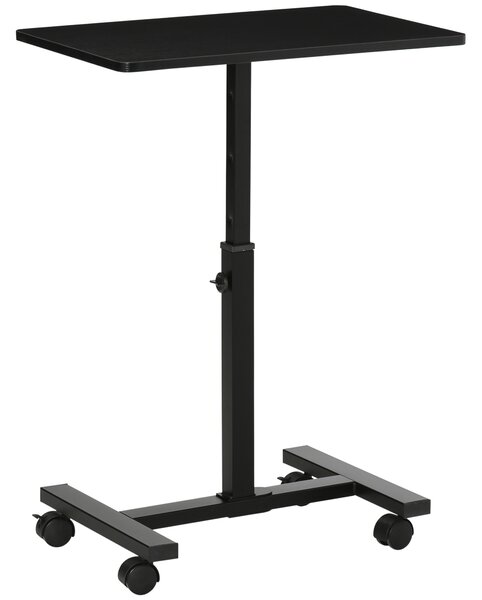 HOMCOM Mobile Overbed Table, Rolling Laptop Stand with Wheels, Height Adjustable Sofa Side Table for Home Office, Black