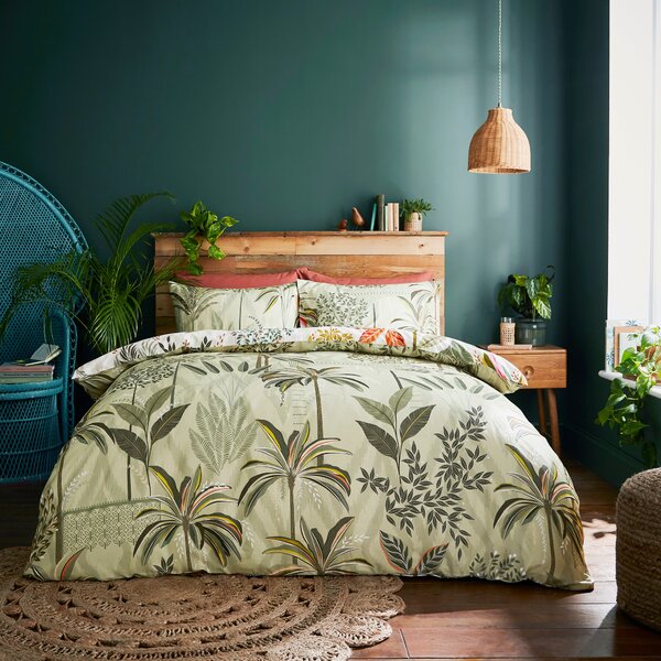 Sara Miller Palm Garden Duvet Cover Bedding Set Light Stone