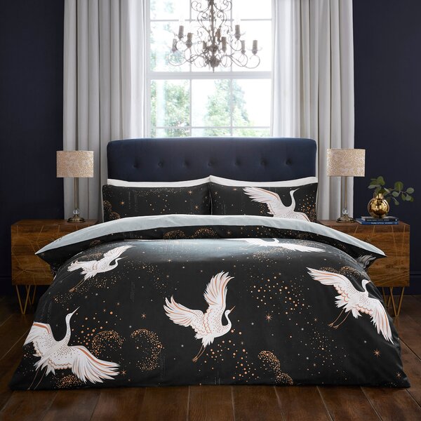 Sara Miller Flying Cranes Duvet Cover Bedding Set Ink