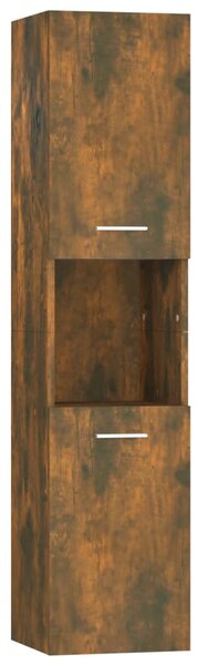 Bathroom Cabinet Smoked Oak 30x30x130 cm Engineered Wood