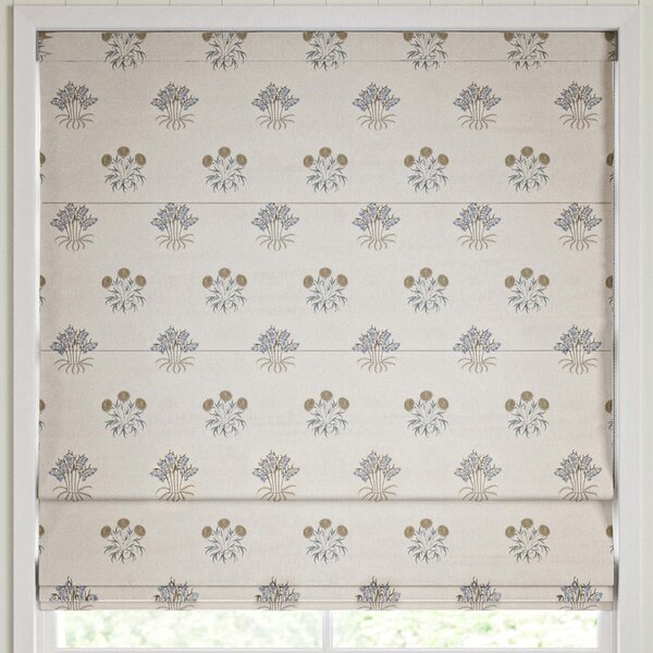 William Morris Lily Flower Embroidery Made To Measure Roman Blind Woad