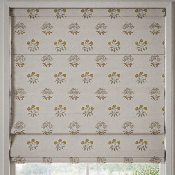 William Morris Lily Flower Embroidery Made To Measure Roman Blind Ochre