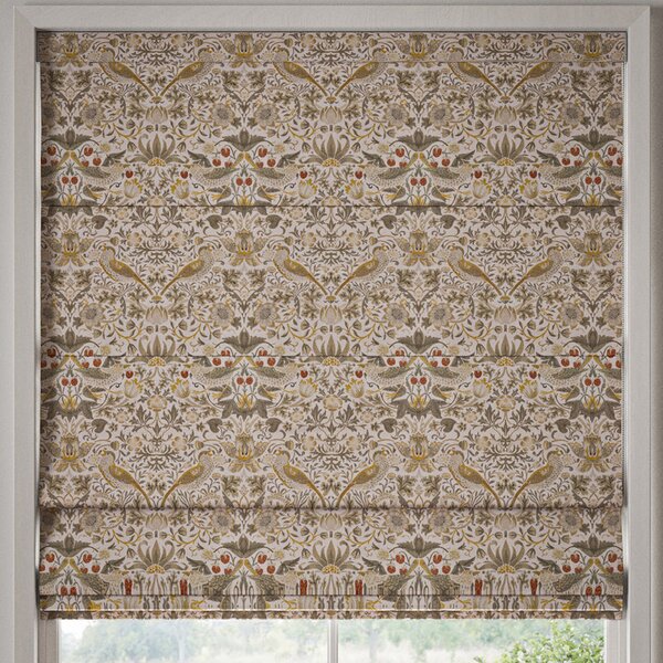 William Morris Strawberry Thief Made to Measure Roman Blind Ochre