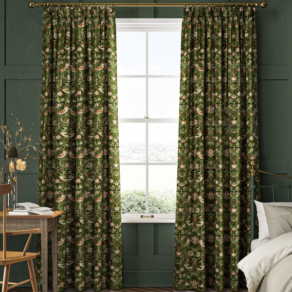 William Morris Strawberry Thief Velvet Made to Measure Curtain Nettle
