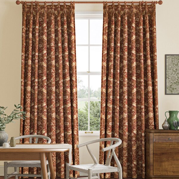William Morris Strawberry Thief Made to Measure Curtain Madder