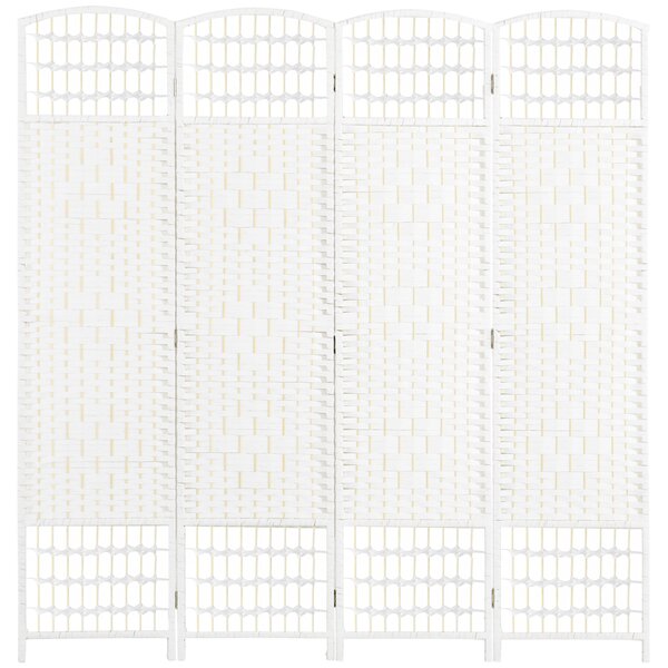 HOMCOM 4 Panel Folding Room Divider, Privacy Screen, Freestanding Paravent Partition Separator for Living Room, Bedroom and Office, 160 x 170cm, White