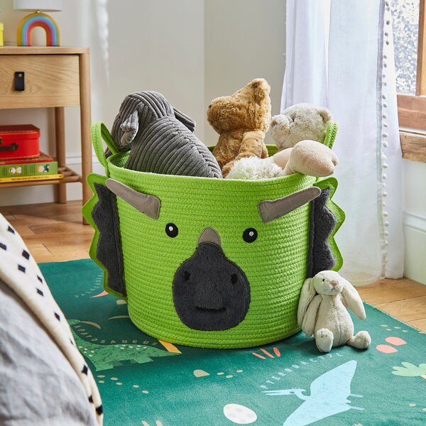 Triceratops Fabric Storage Basket Green