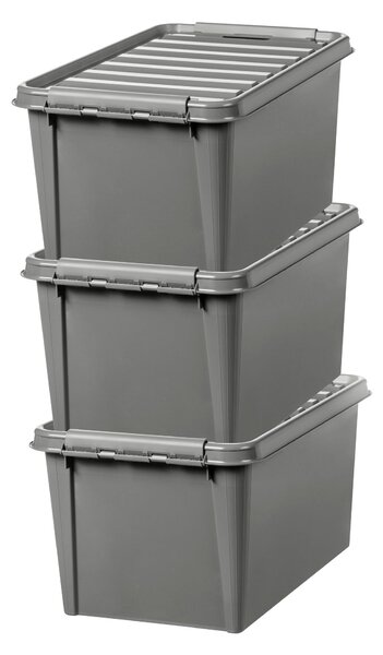 SmartStore Recycled 47L Set of 3 Boxes, Grey Grey