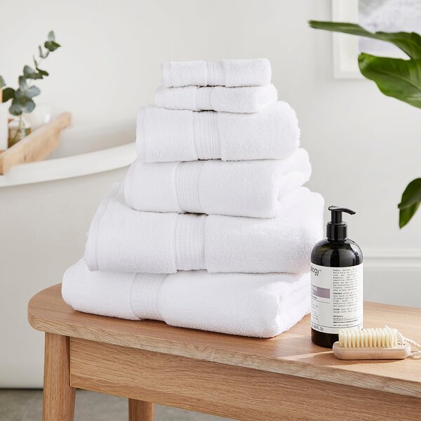 Set of 6 Plush Cotton Towel Bale White