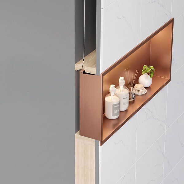 Bathroom shelf LED 30x60 brush copper