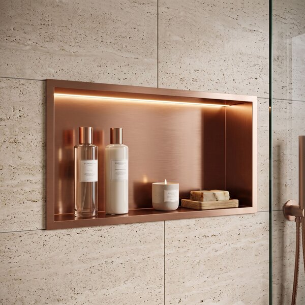 Bathroom shelf LED 30x60 brush copper