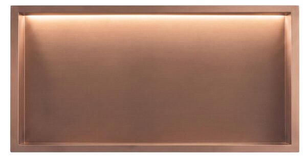 Bathroom shelf LED 30x60 brush copper