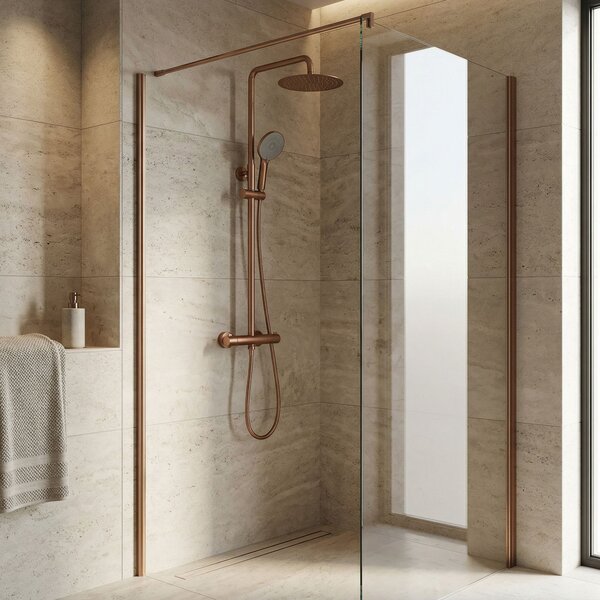 Shower set without spout with thermostat Rea Lungo Copper Brush