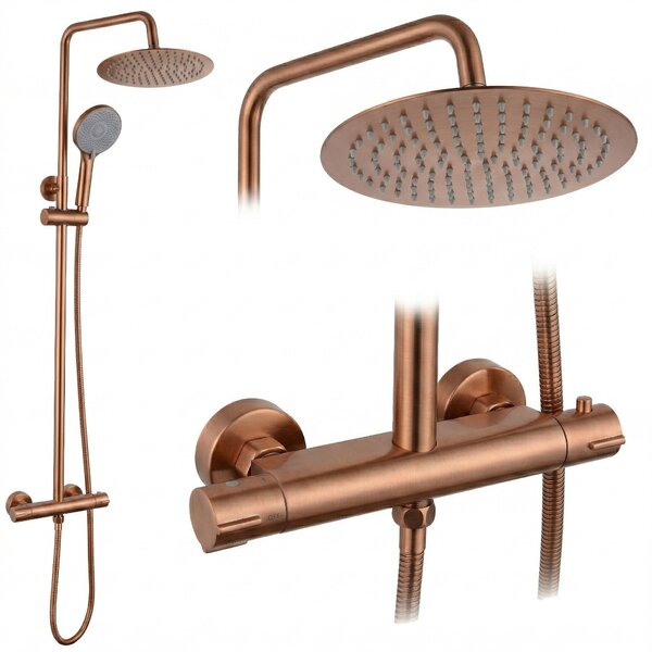 Shower set without spout with thermostat Rea Lungo Copper Brush